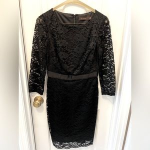 The Limited, Size 0. Black, fully lined, lace overlay dress.
